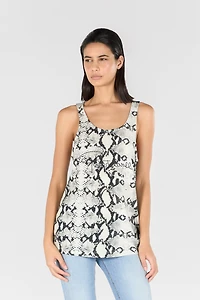 Racerback tank top with python-effect print