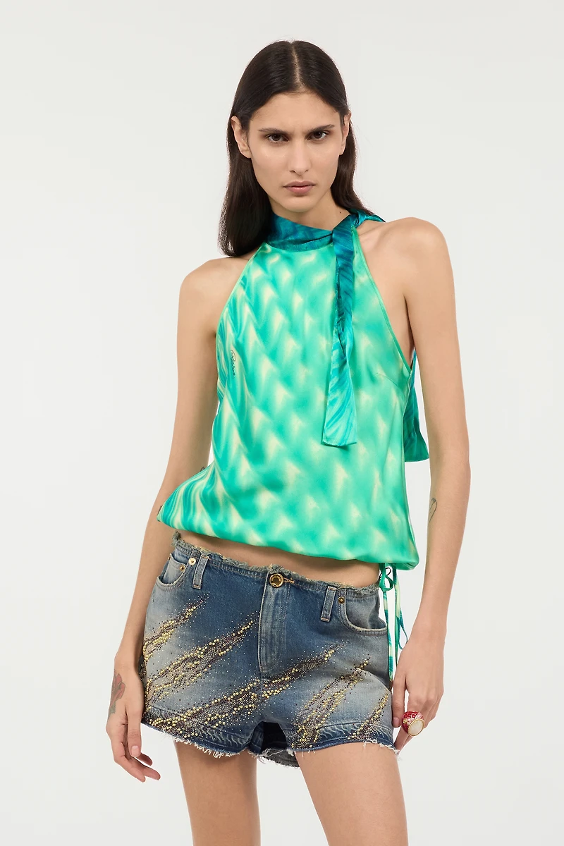 Silk Optical Glass-Print Top