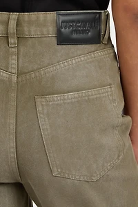 Olive Green Cropped Jeans