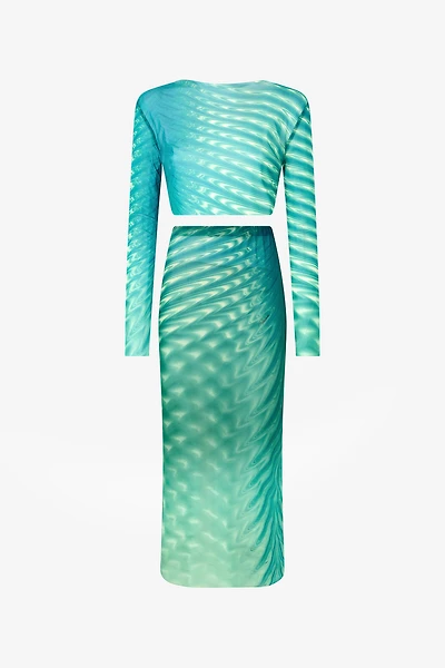 Psychedelic-Print Top And Skirt Set