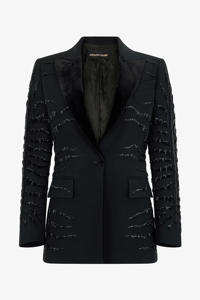 Black Jacket with Zebra Sequin Pattern