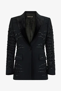 Black Jacket with Zebra Sequin Pattern