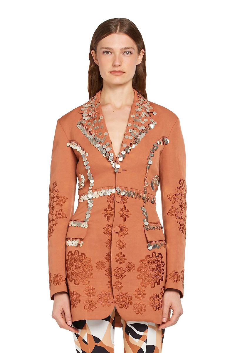 Paillettes embroidered tailored jacket