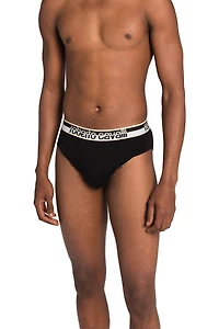 Two-Pack Black Cotton Briefs With Logo Waistband