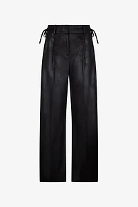Black Wide-Leg Trousers With Tie Details