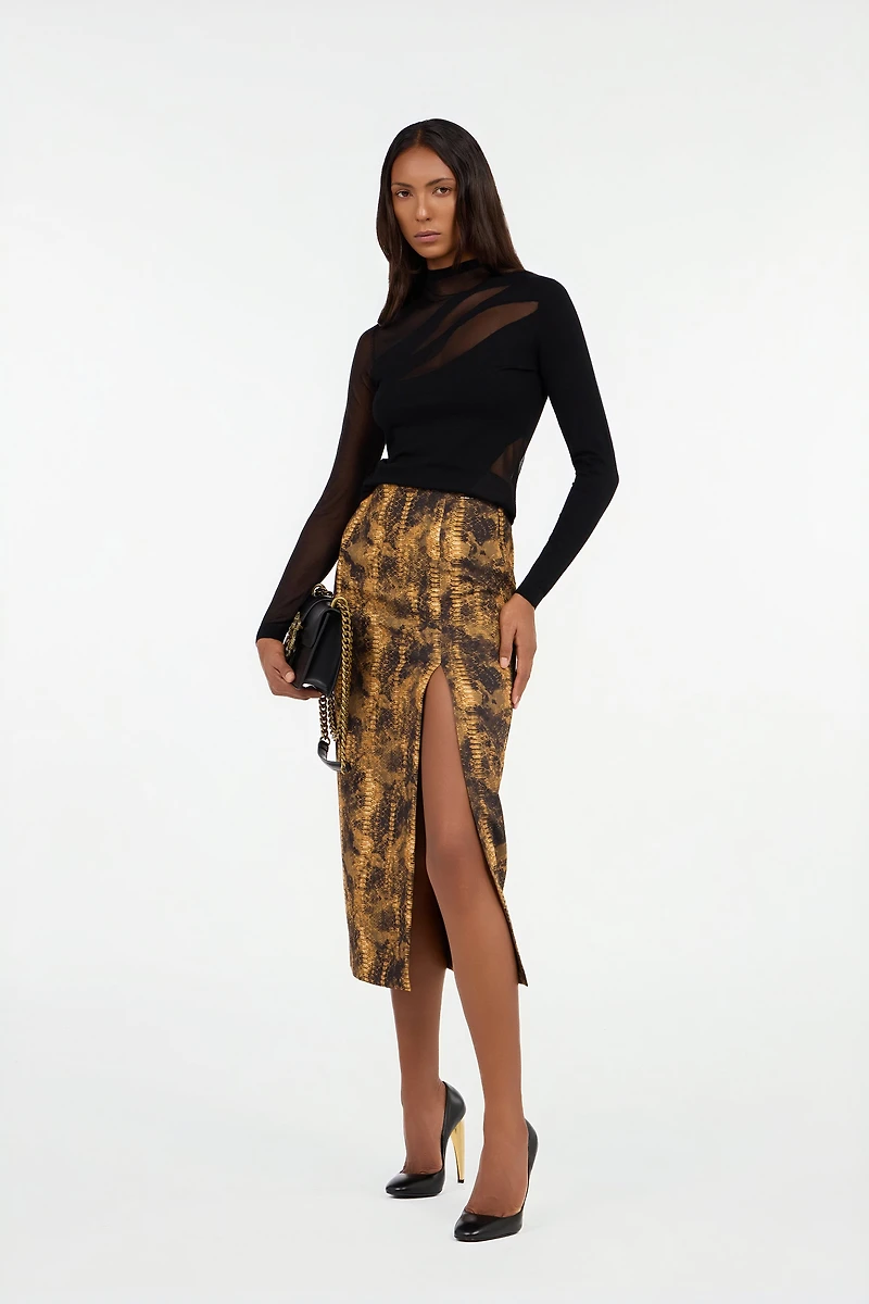 Cobra Print Pencil Skirt