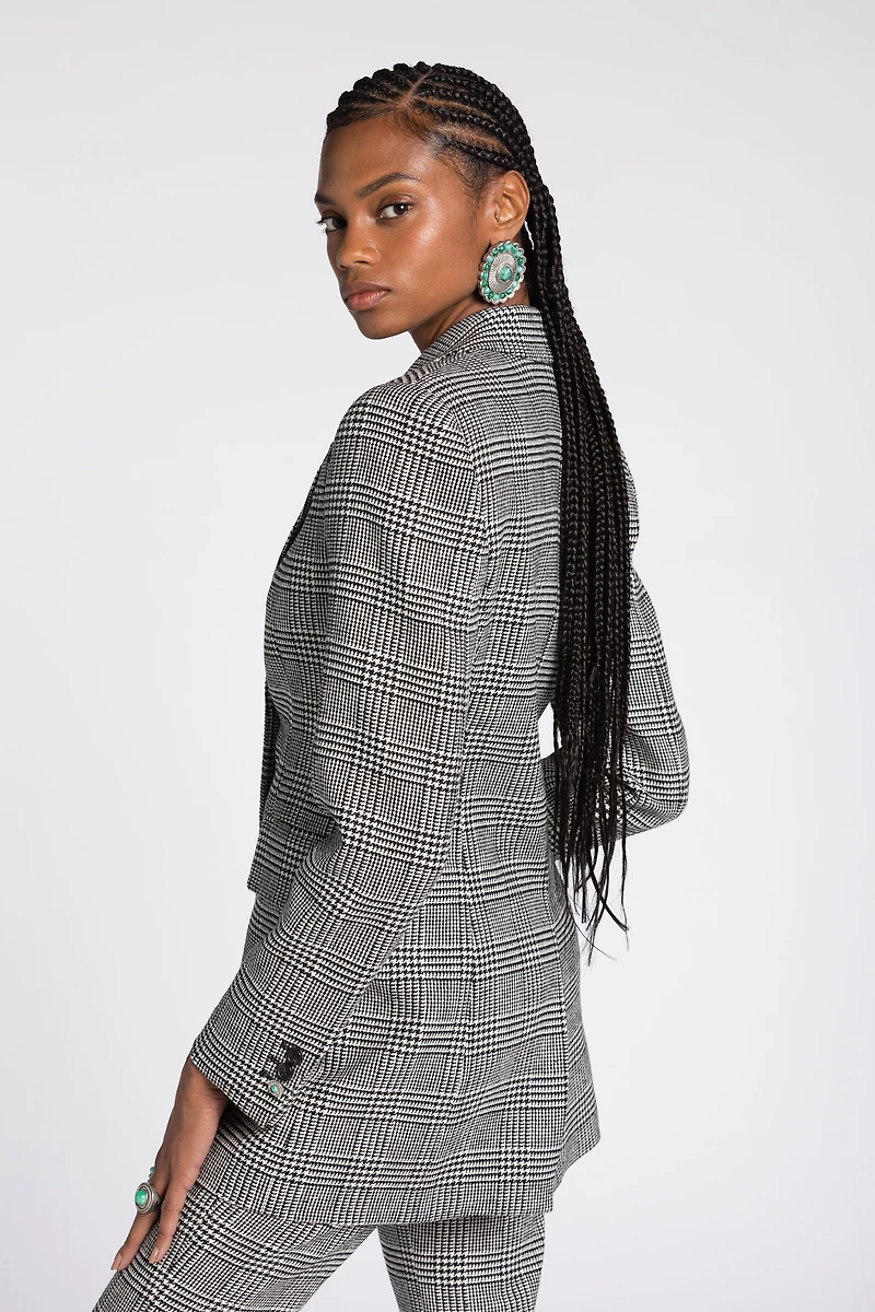Houndstooth Single-Breasted Blazer