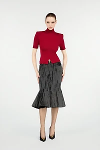 Black Denim Skirt With A Streak Effect