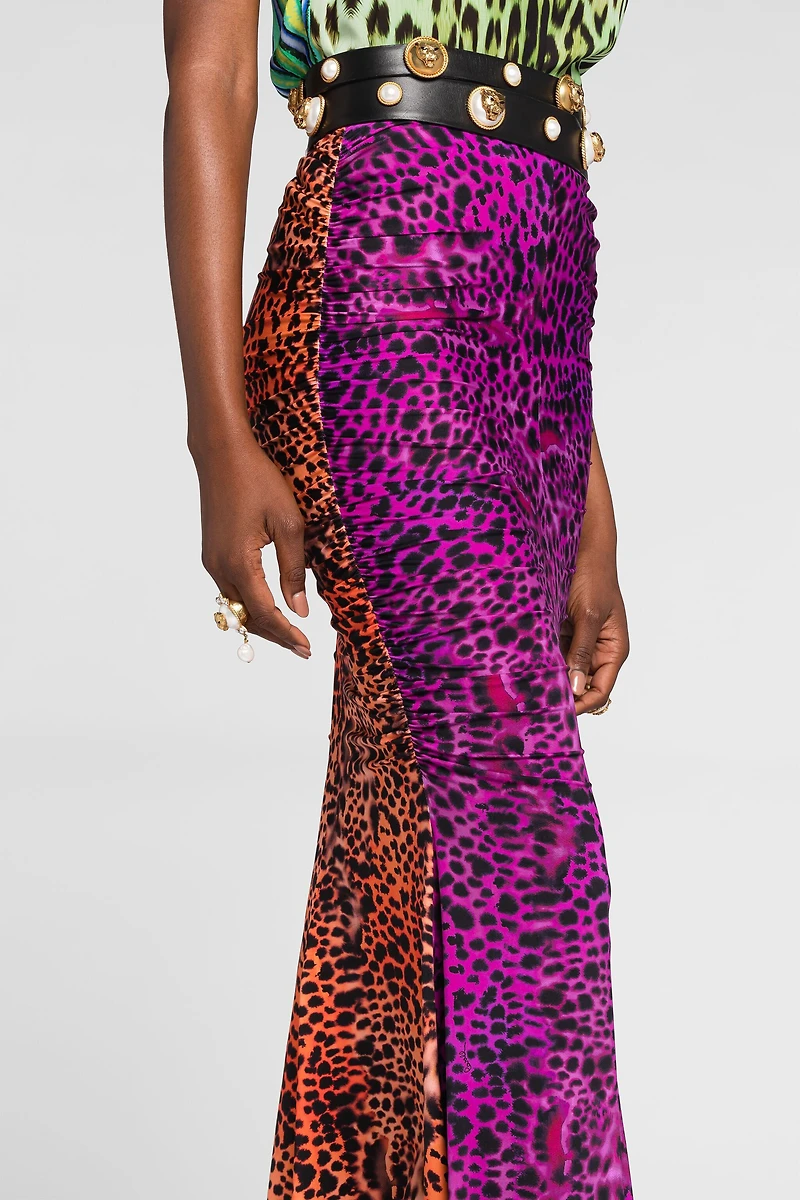 Animal-print fishtail skirt