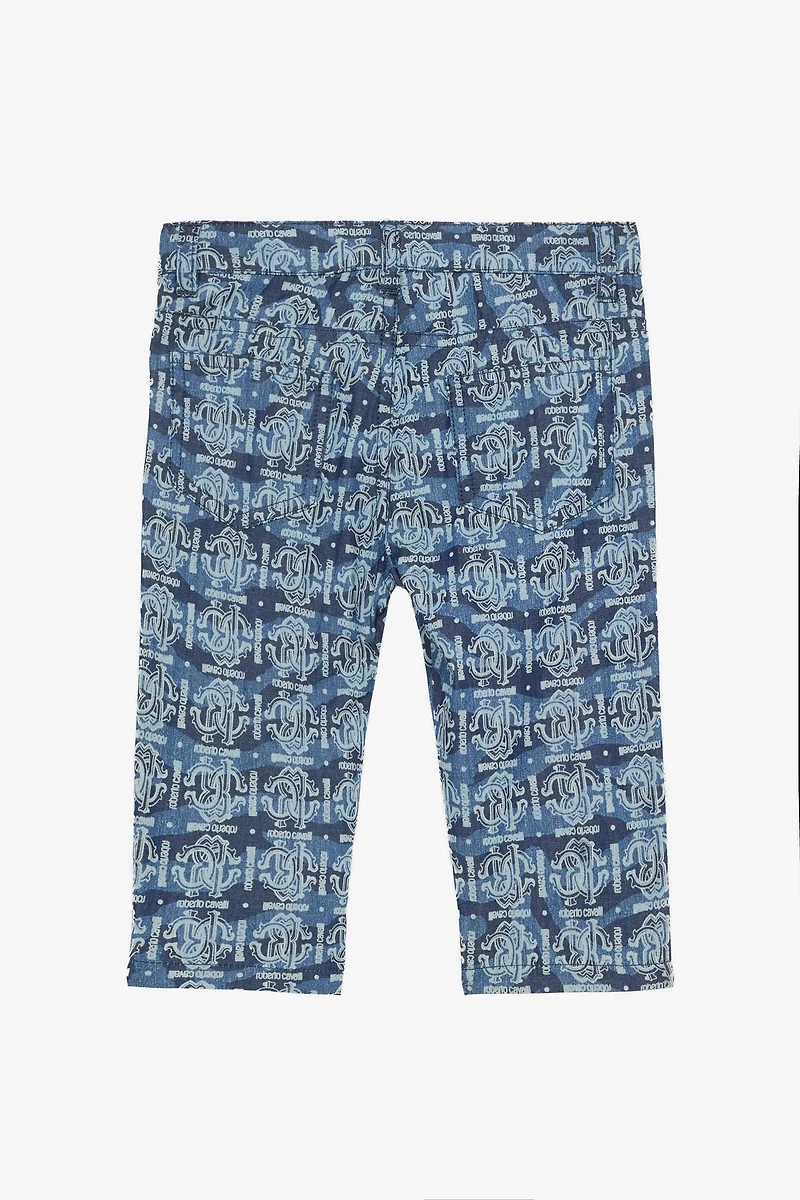 Tiger Skin-Print Pants With RC Monogram And Lettering