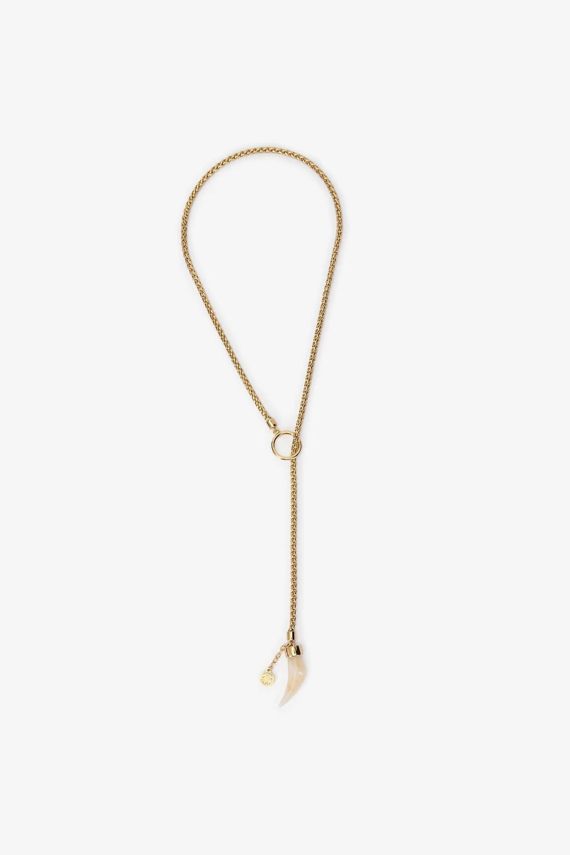 Gold Necklace with Fang Pendant