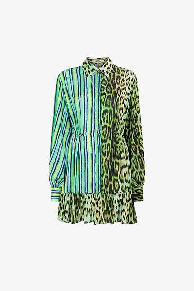 Mix-print shirt dress