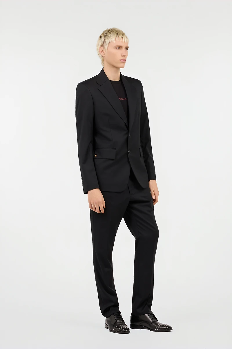 Black Wool Blazer with RC Monogram