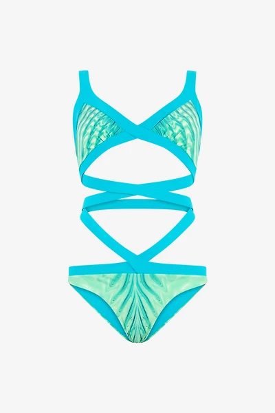 Trikini With Optical Glass Print