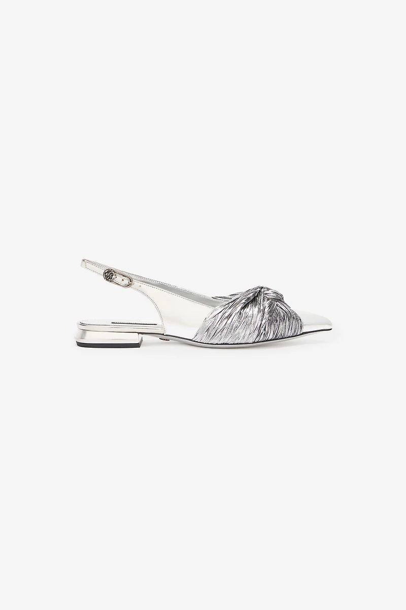 Metallic Leather Slingback Ballet Flats