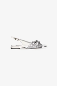 Metallic Leather Slingback Ballet Flats
