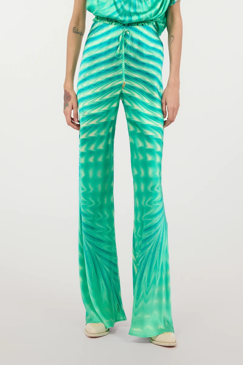 Optical Glass-Print Silk Pants