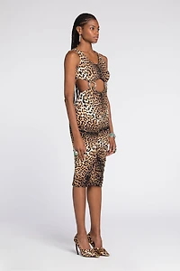 Jaguar-Print Cut-Out Dress