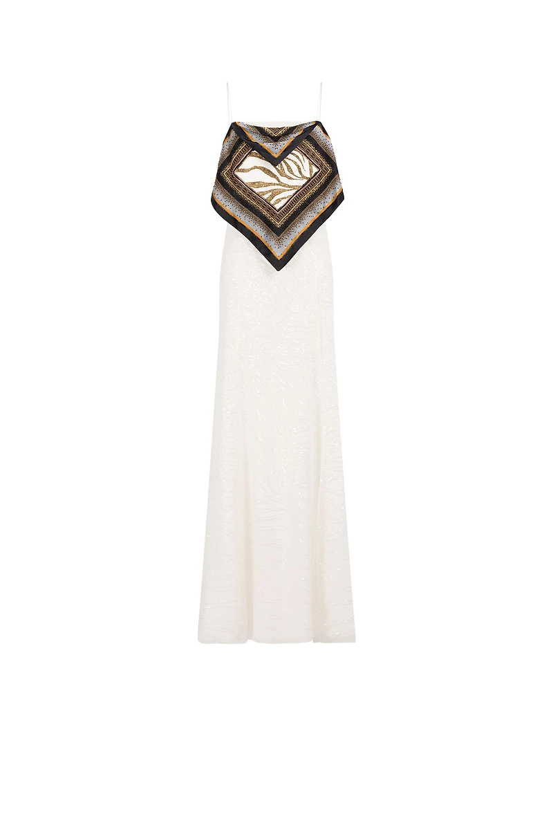 Zebra Sequin-Embellished Layered Dress