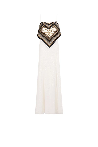 Zebra Sequin-Embellished Layered Dress