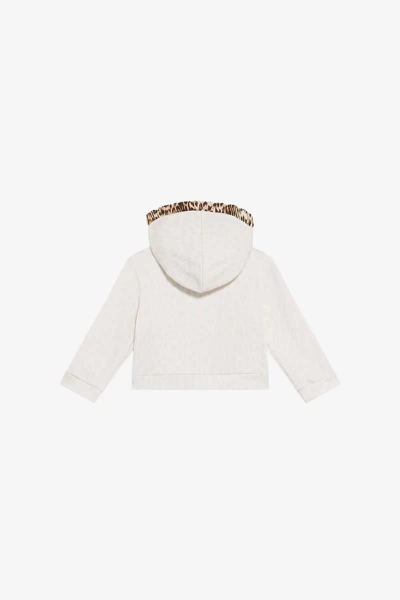 Ivory Sweatshirt with Jaguar Skin Details