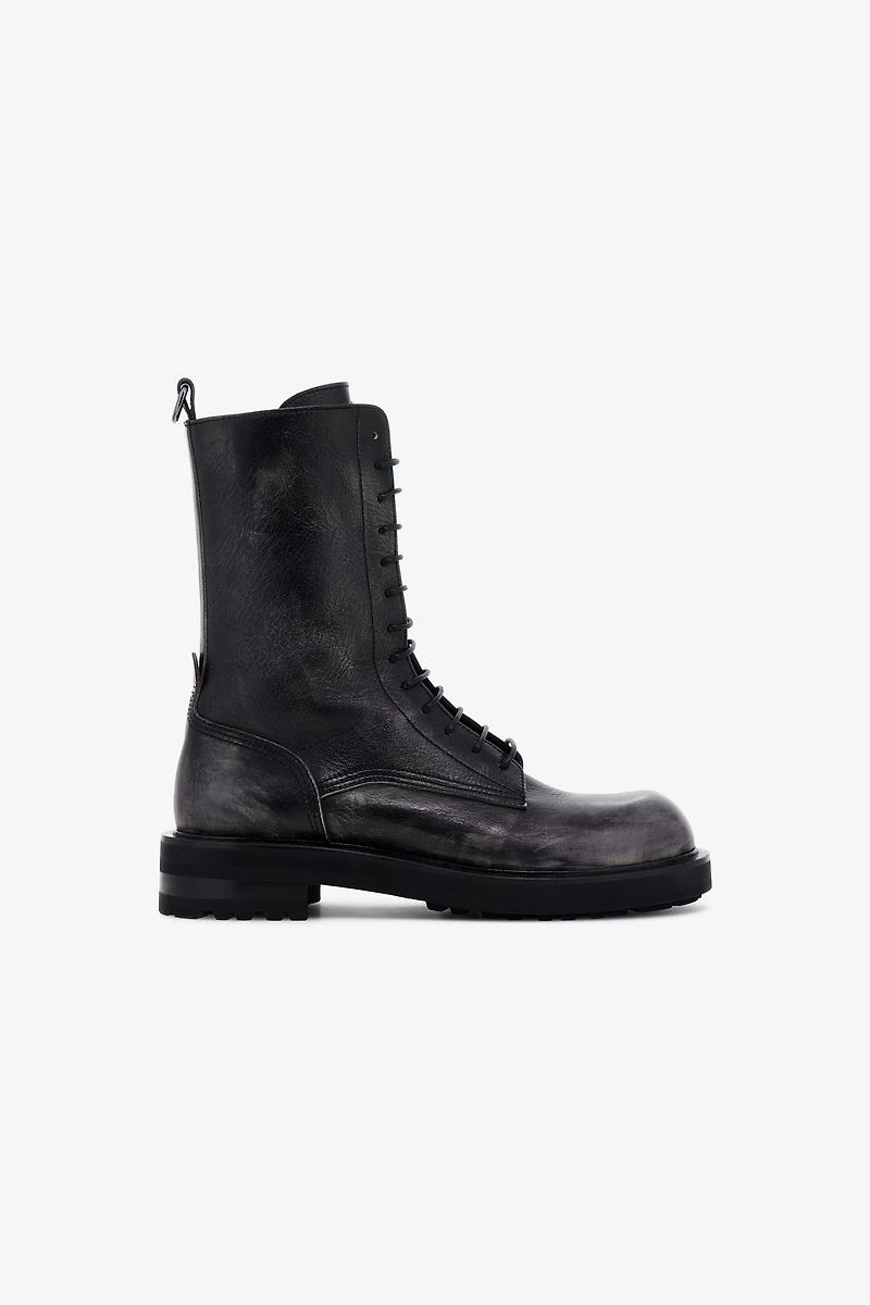 Leather Lace-Up Boots