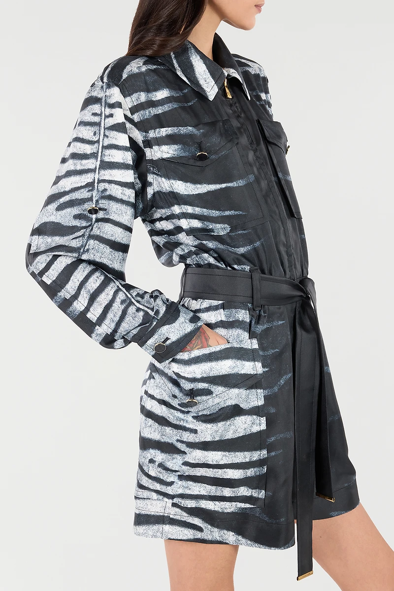 Short Silk Dress With Zebra Print