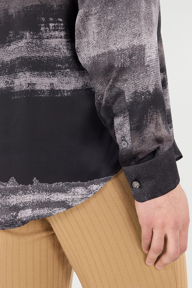 Used-Effect Gradient Silk Shirt