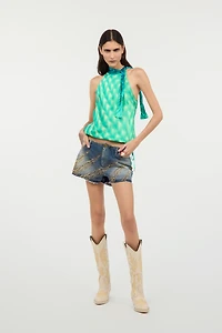 Silk Optical Glass-Print Top