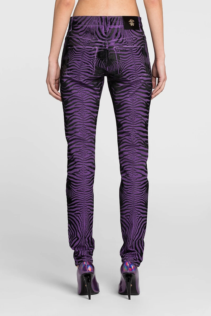 Zebra-Print Slim-Fit Jeans