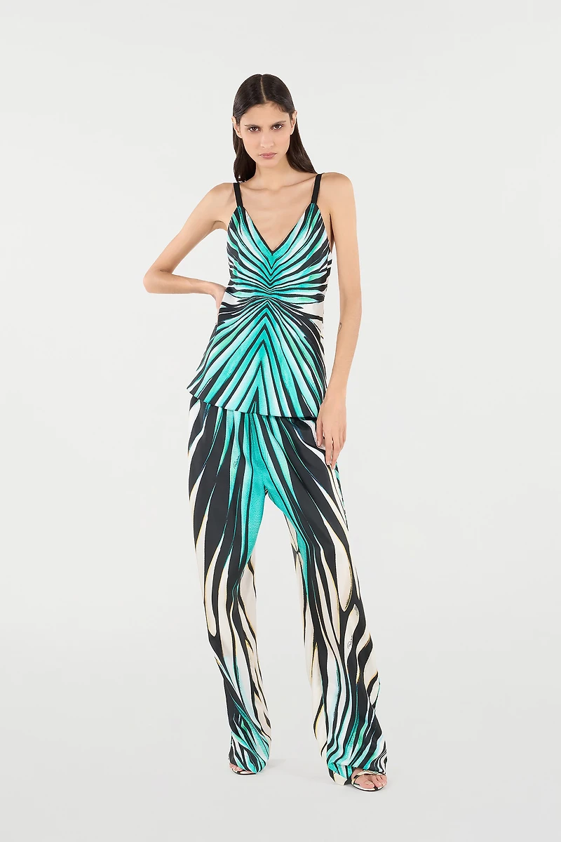 Ray of Sea Print Silk Top