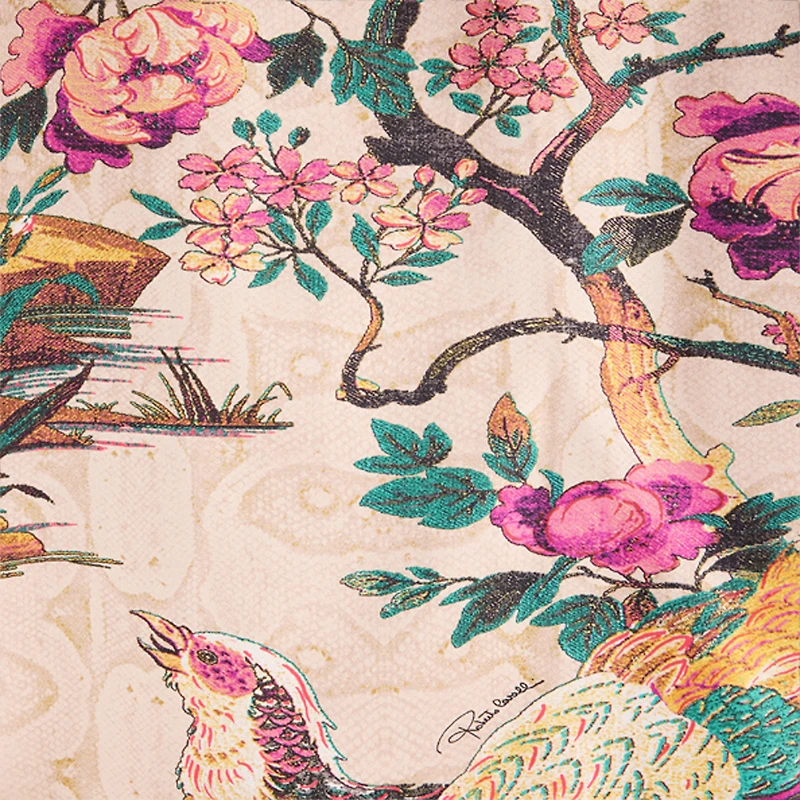 Silk Shirt With Oriental Bird Print