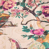 Silk Shirt With Oriental Bird Print