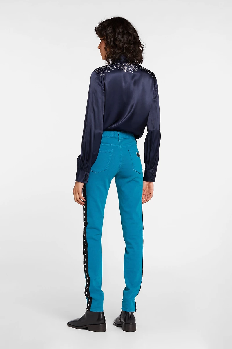 Just Cavalli Crochet-Stripe Jeans