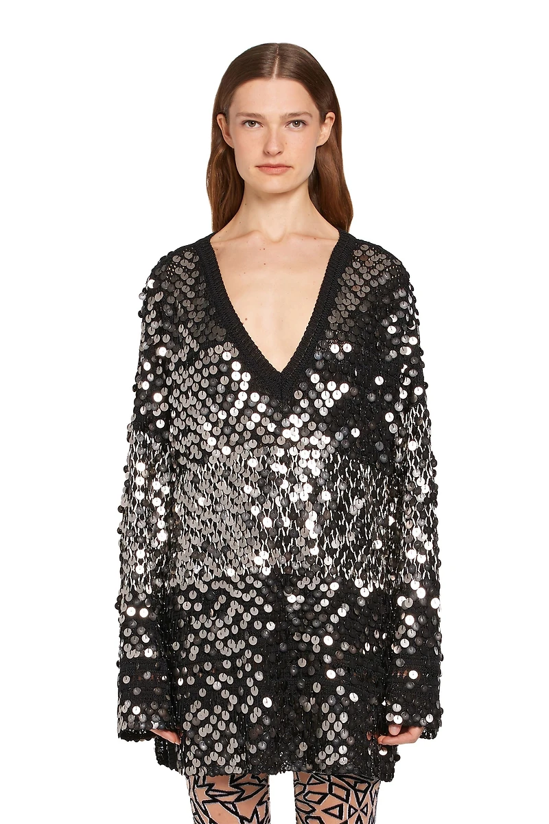 Sequin embroidered sweater