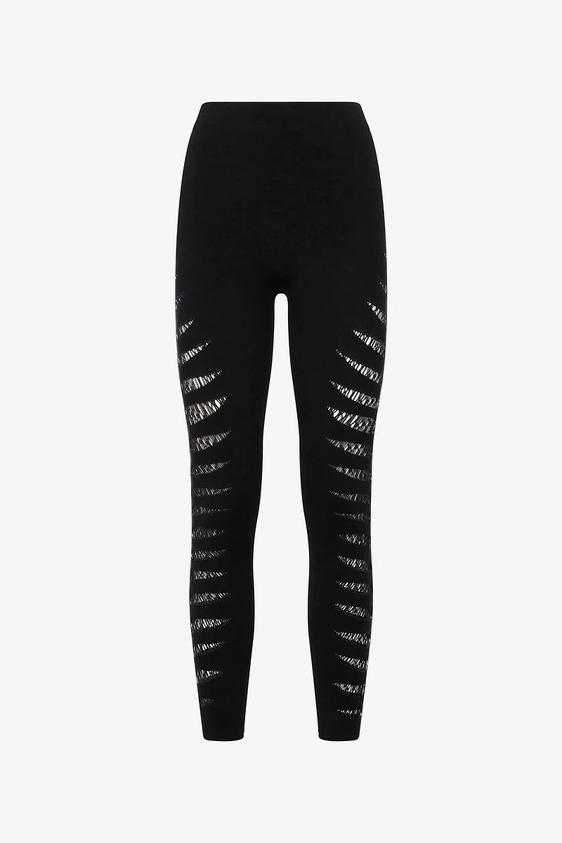 Leggings with Perforated Python Pattern