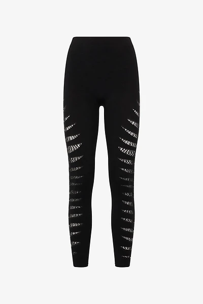 Leggings with Perforated Python Pattern