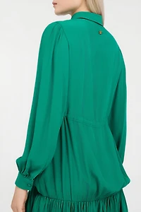 Green Dress Mini With Drawstring Waist
