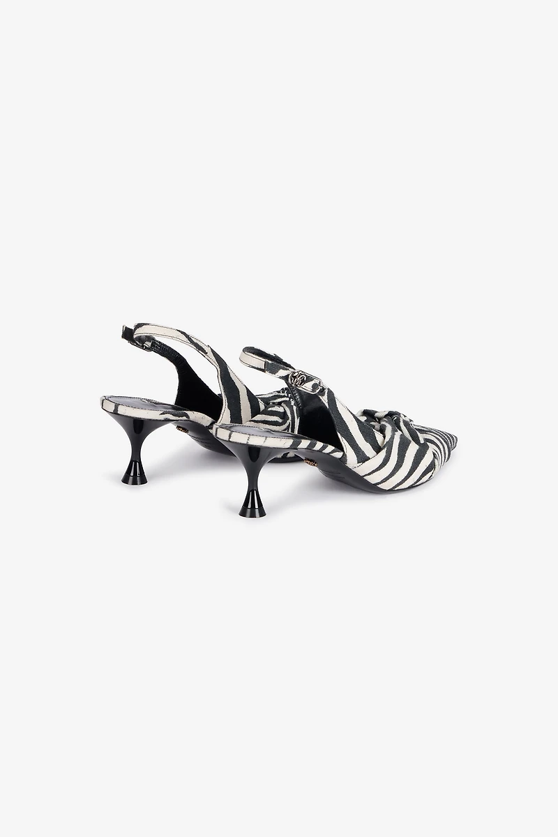 Zebra Print Slingbacks With Knotted Detail