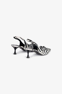 Zebra Print Slingbacks With Knotted Detail
