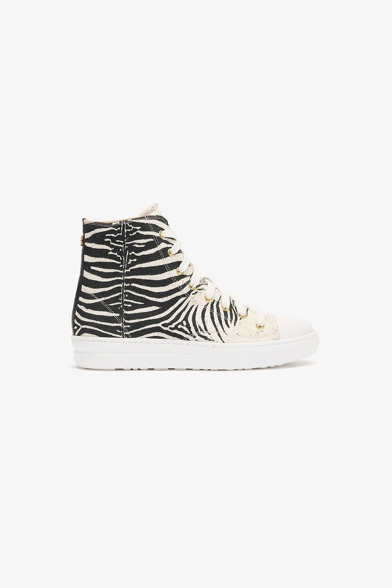 High-Top Sneakers With Zebra Print