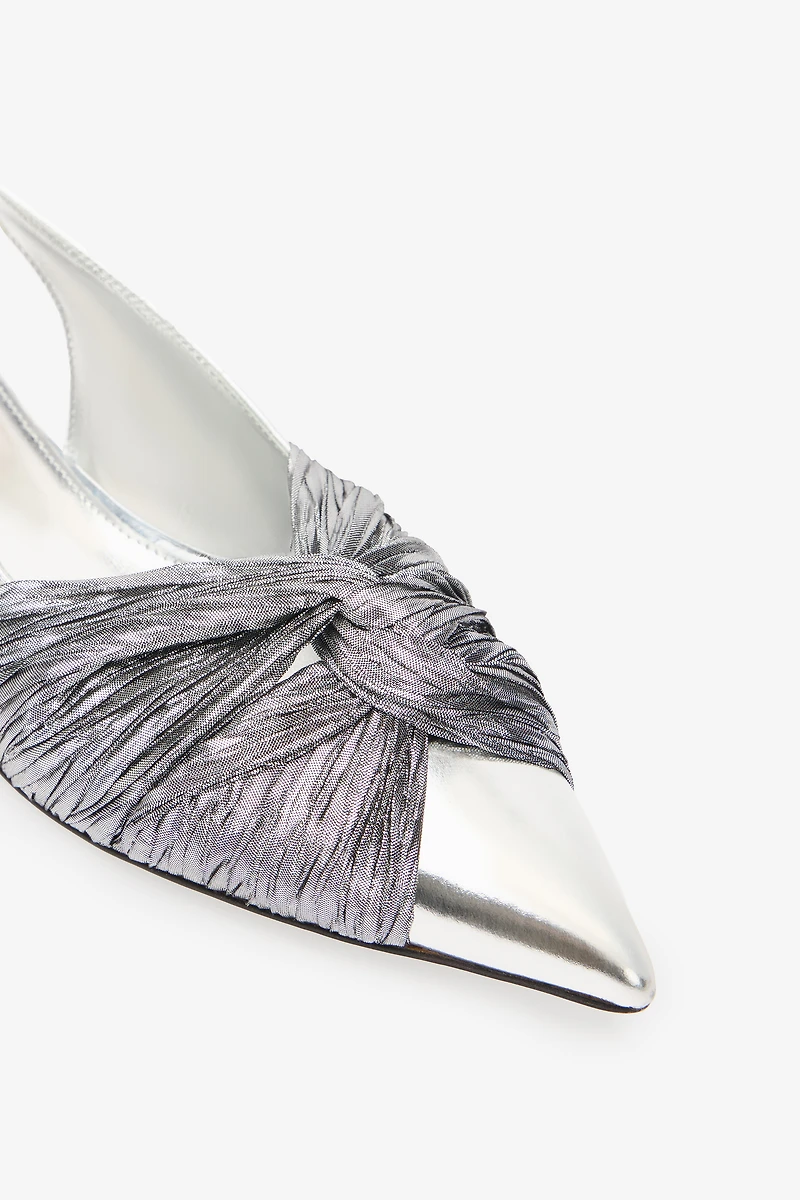 Metallic Leather Slingback Ballet Flats