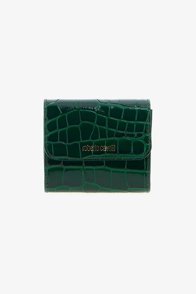 Green Croc-Embossed Leather Card Case