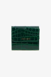 Green Croc-Embossed Leather Card Case