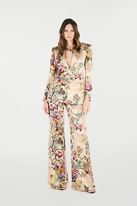 Palazzo Pants With Oriental Bird Print