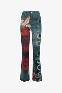 Garden Rose Print Jeans