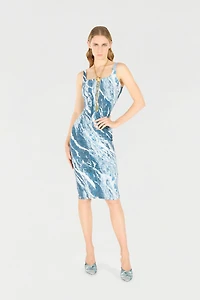 Marble-Print Midi Dress