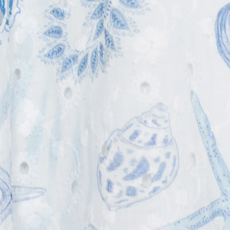 Marine-Print Broderie Anglaise Dress