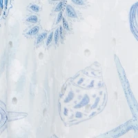 Marine-Print Broderie Anglaise Dress
