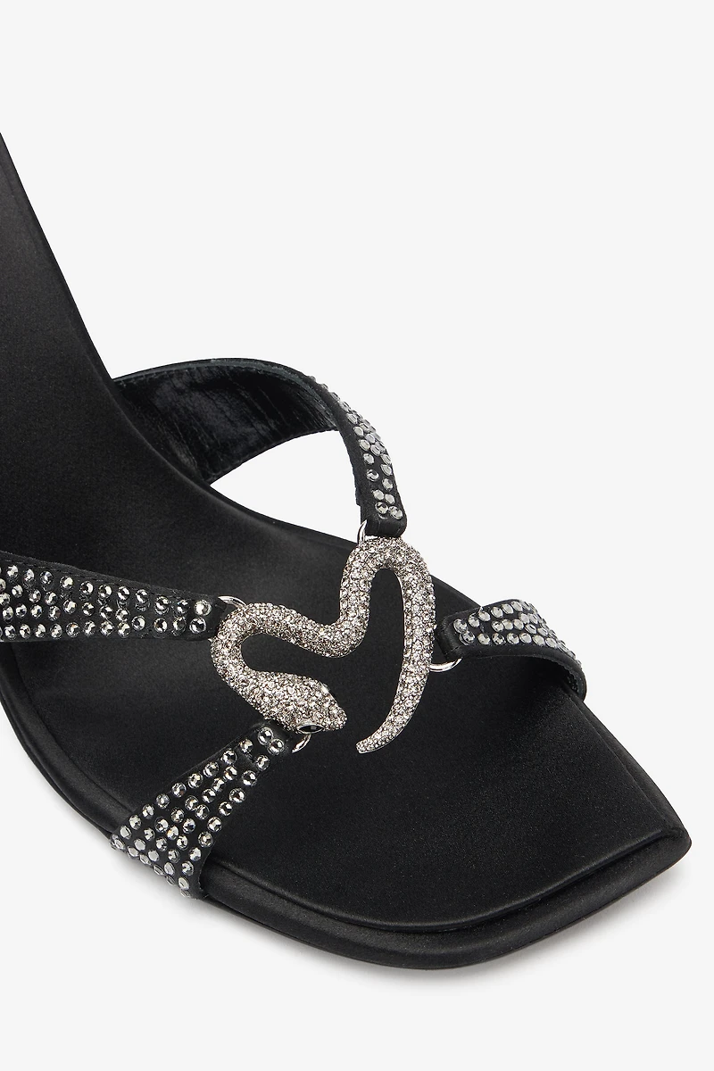 Sandals With Rhinestones And Bejeweled Snake